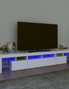 vidaXL ТВ шкаф с LED осветление бял 230x365x40 см