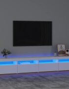 vidaXL ТВ шкаф с LED осветление бял 240x35x40 см