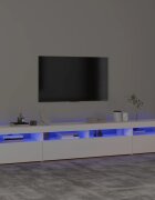 vidaXL ТВ шкаф с LED осветление бял 240x35x40 см