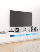 vidaXL ТВ шкаф с LED осветление бял 260x35x40 см