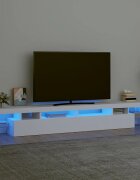 vidaXL ТВ шкаф с LED осветление бял 260x365x40 см