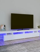 vidaXL ТВ шкаф с LED осветление бял 260x365x40 см