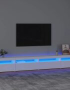 vidaXL ТВ шкаф с LED осветление бял 270x35x40 см