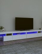 vidaXL ТВ шкаф с LED осветление бял 290x365x40 см