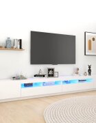 vidaXL ТВ шкаф с LED осветление бял 300x35x40 см