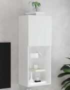 vidaXL ТВ шкаф с LED осветление бял 405x30x102 см