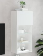 vidaXL ТВ шкаф с LED осветление бял 405x30x90 см