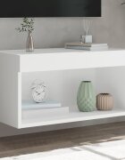 vidaXL ТВ шкаф с LED осветление бял 60x30x30 см