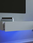 vidaXL ТВ шкаф с LED осветление бял 60x35x155 см
