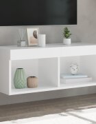 vidaXL ТВ шкаф с LED осветление бял 80x30x30 см