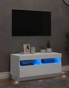 vidaXL ТВ шкаф с LED осветление бял 80x35x40 см
