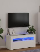 vidaXL ТВ шкаф с LED осветление бял 90x35x40 см