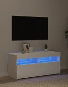 vidaXL ТВ шкаф с LED осветление бял 90x35x40 см