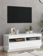 vidaXL ТВ шкаф с LED осветление бял гланц 100x35x40 см