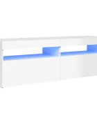 vidaXL ТВ шкаф с LED осветление бял гланц 120x35x40 см