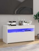 vidaXL ТВ шкаф с LED осветление бял гланц 75x35x40 см