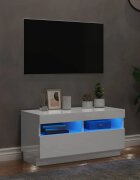 vidaXL ТВ шкаф с LED осветление бял гланц 80x35x40 см
