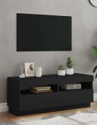 vidaXL ТВ шкаф с LED осветление черен 100x35x40 см