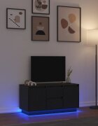 vidaXL ТВ шкаф с LED осветление черен 100x41x50 см