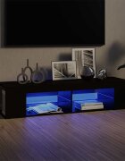 vidaXL ТВ шкаф с LED осветление черен 135x39x30 см