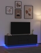 vidaXL ТВ шкаф с LED осветление черен 1605x41x50 см