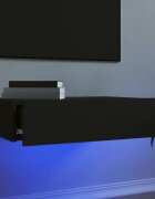 vidaXL ТВ шкаф с LED осветление черен 60x35x155 см
