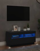 vidaXL ТВ шкаф с LED осветление черен 80x35x40 см