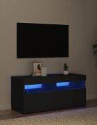 vidaXL ТВ шкаф с LED осветление черен 90x35x40 см