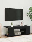 vidaXL ТВ шкаф с LED осветление черен 90x39x30 см
