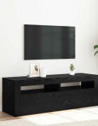 vidaXL ТВ шкаф с LED осветление черен дъб 120x35x40 см инженерно дърво