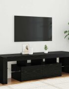 vidaXL ТВ шкаф с LED осветление черен дъб 140x365x40 см инженерно дърво