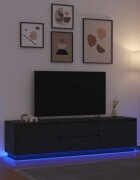vidaXL ТВ шкаф с LED осветление Черен дъб 1935x41x50 см