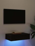 vidaXL ТВ шкаф с LED осветление черен дъб 60x35x155 см