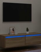 vidaXL ТВ шкаф с LED осветление дъб сонома 100X355x25 см