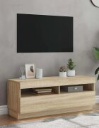 vidaXL ТВ шкаф с LED осветление дъб сонома 100x35x40 см