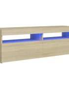 vidaXL ТВ шкаф с LED осветление дъб сонома 120x35x40 см