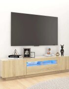 vidaXL ТВ шкаф с LED осветление дъб сонома 180x35x40 см