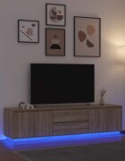 vidaXL ТВ шкаф с LED осветление дъб сонома 1935x41x50 см