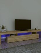 vidaXL ТВ шкаф с LED осветление дъб сонома 215x365x40 см