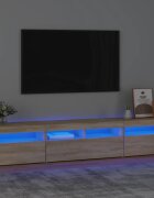 vidaXL ТВ шкаф с LED осветление дъб сонома 240x35x40 см