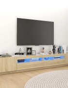 vidaXL ТВ шкаф с LED осветление дъб сонома 260x35x40 см