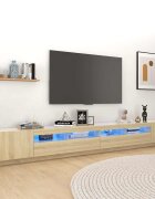 vidaXL ТВ шкаф с LED осветление дъб сонома 300x35x40 см