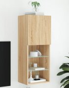 vidaXL ТВ шкаф с LED осветление дъб сонома 405x30x102 см