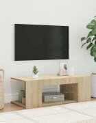 vidaXL ТВ шкаф с LED осветление дъб сонома 90x39x30 см