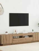 vidaXL ТВ шкаф с LED осветление дъбов ръчен труд 200x35x40 см инженерно дърво