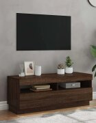 vidaXL ТВ шкаф с LED осветление кафяв дъб 100x35x40 см