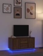 vidaXL ТВ шкаф с LED осветление кафяв дъб 100x41x50 см