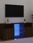 vidaXL ТВ шкаф с LED осветление кафяв дъб 120x30x50 см