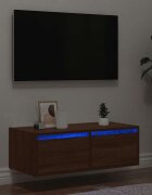 vidaXL ТВ шкаф с LED осветление кафяв дъб 75x355x25 см