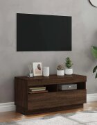 vidaXL ТВ шкаф с LED осветление кафяв дъб 80x35x40 см